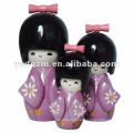 bonecas kokeshi de madeira para decoração